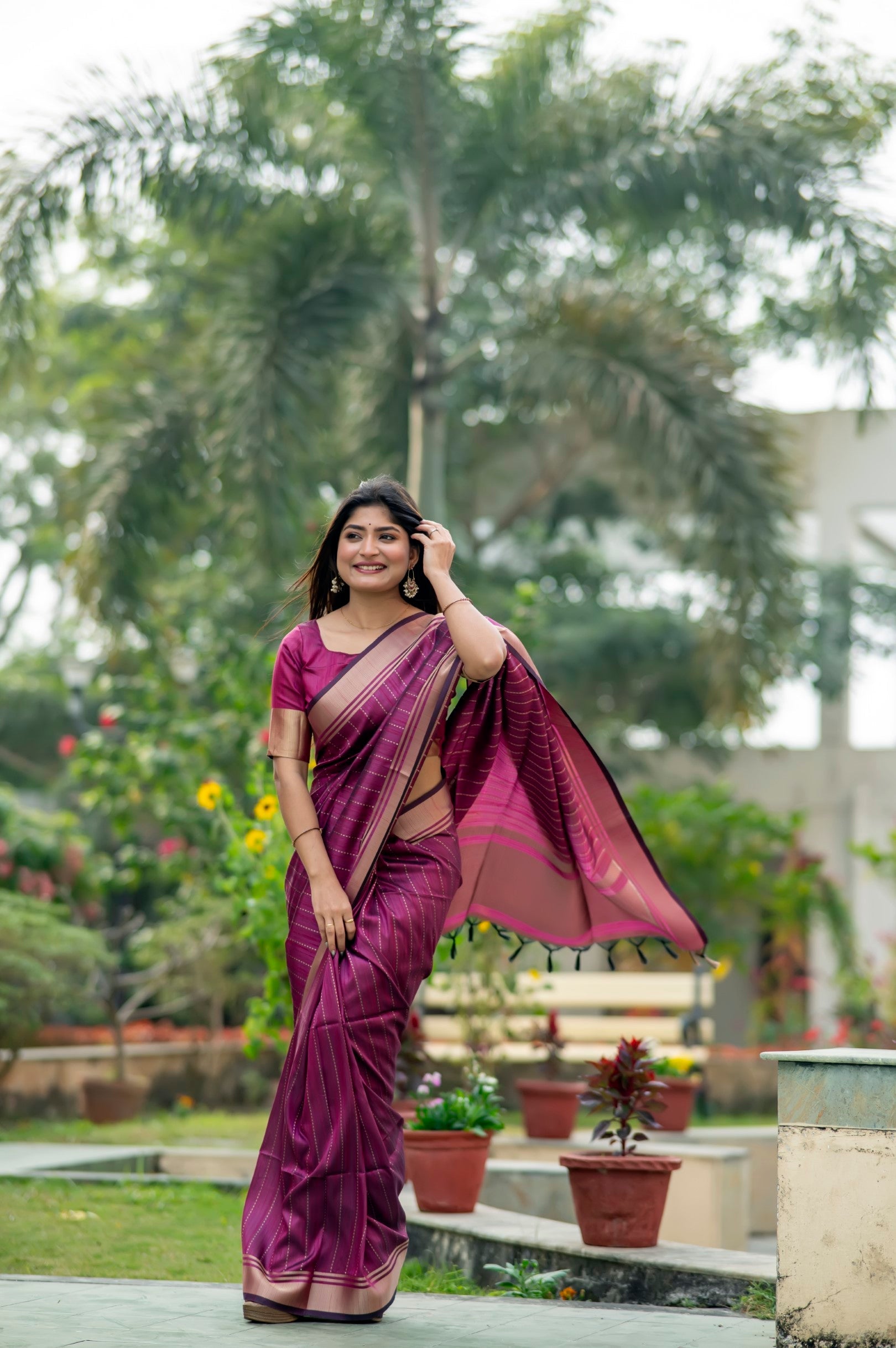 Buy MySilkLove Rouge Purple Woven Raw Silk Saree Online