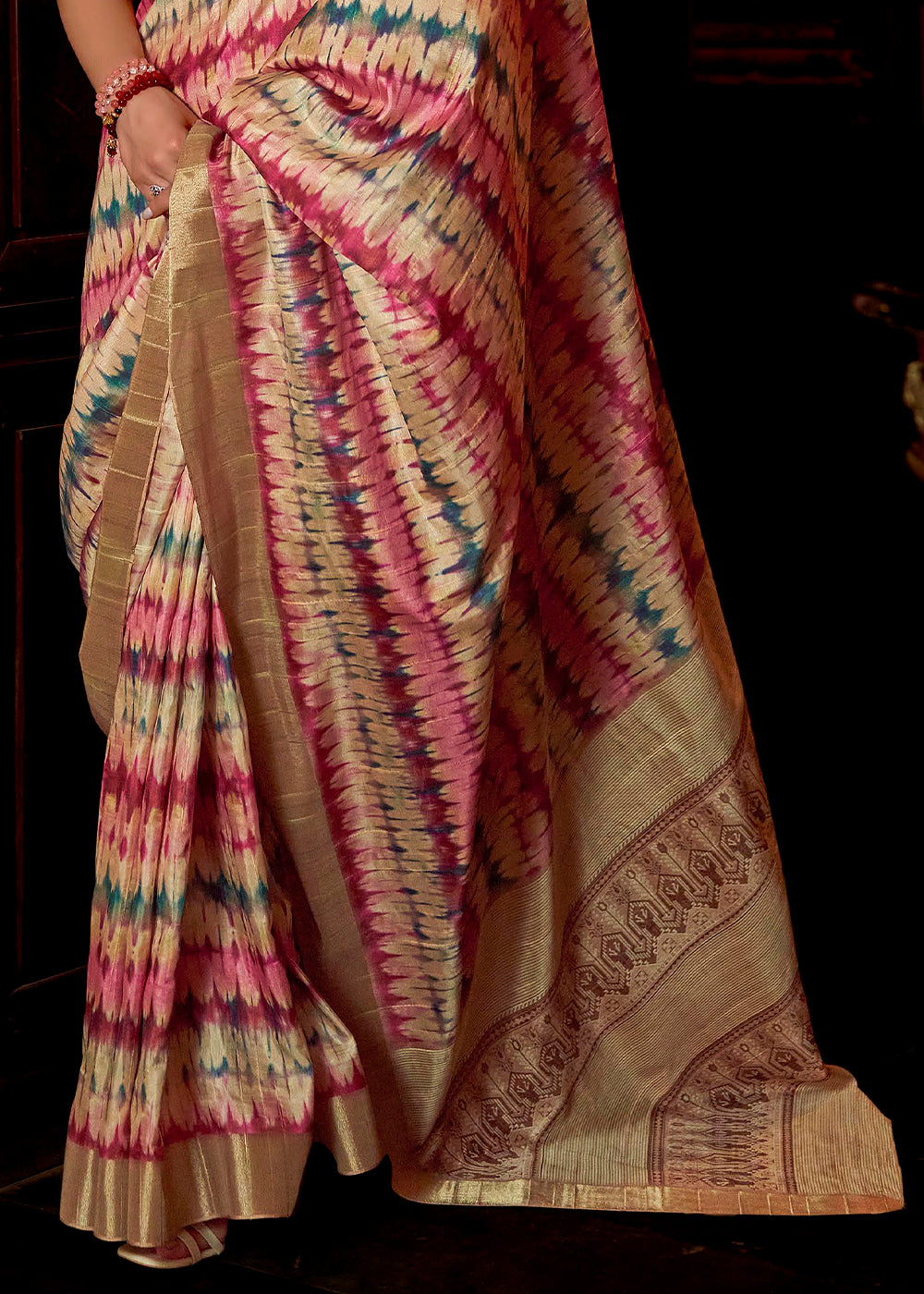 Buy MySilkLove Penny Pink Printed Banarasi Saree Online