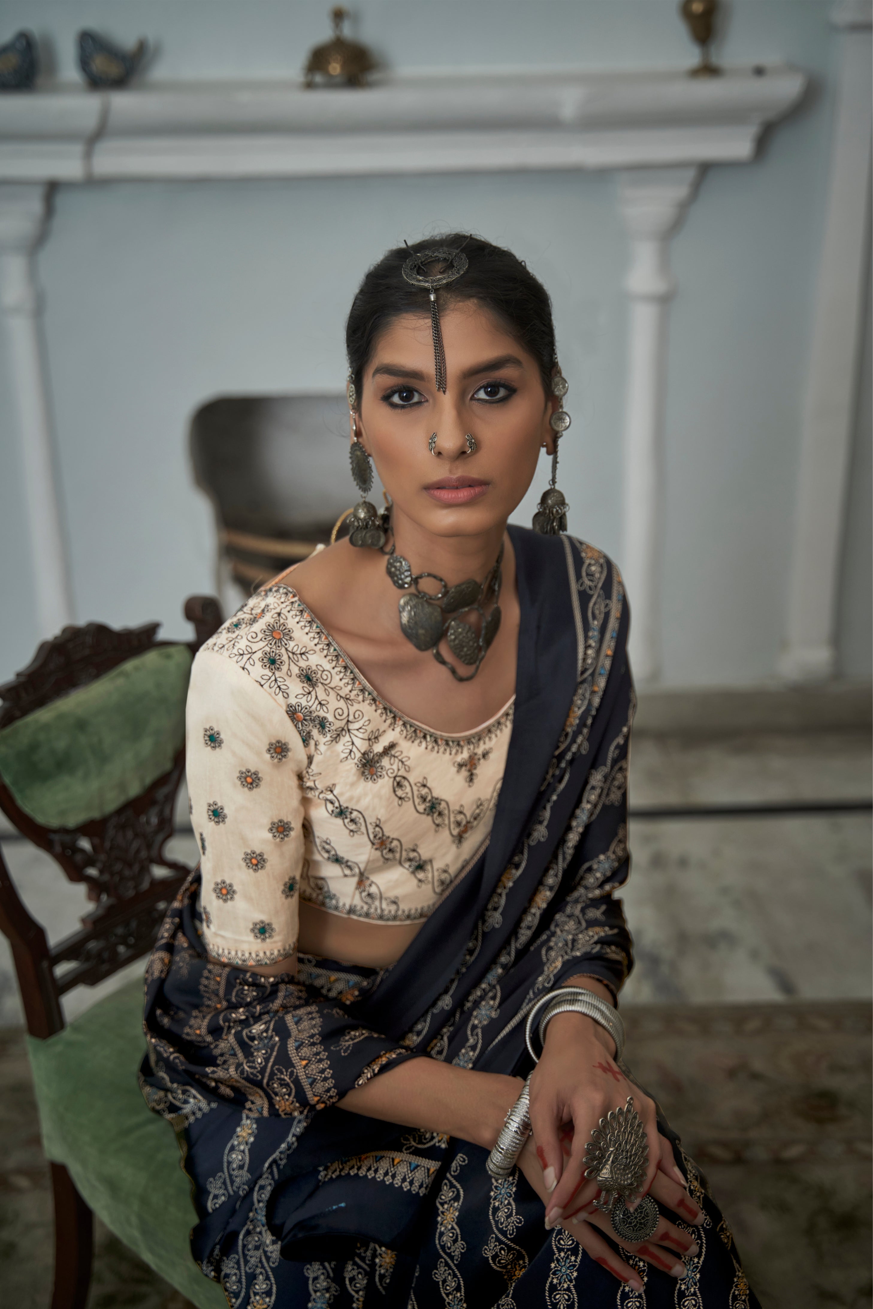 Buy MySilkLove Zeus Black Gajji Silk Saree with embroidery blouse Online