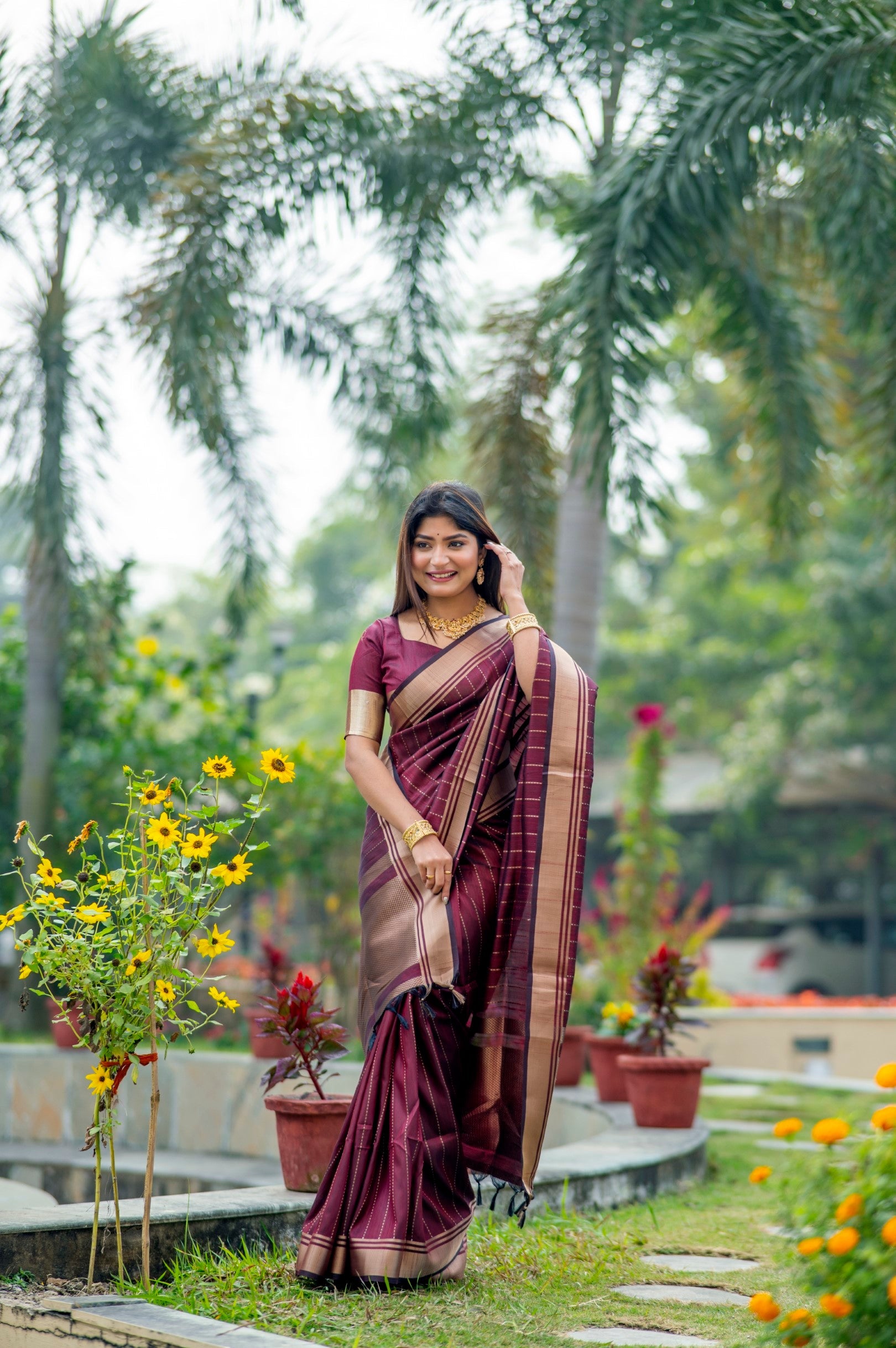 Buy MySilkLove Mystic Maroon Woven Raw Silk Saree Online