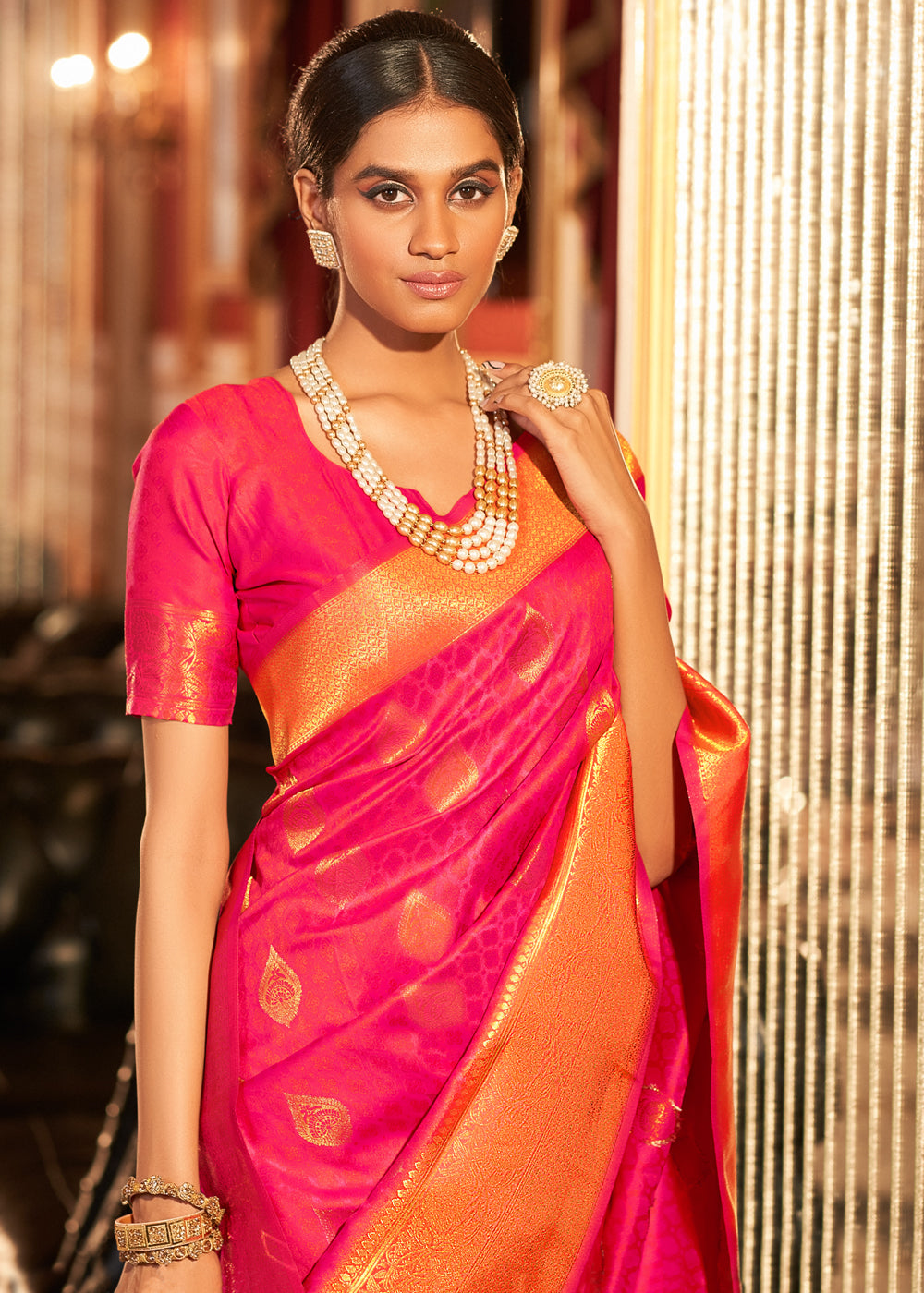 MySilkLove Scarlet Red Woven Banarasi Soft Silk Saree