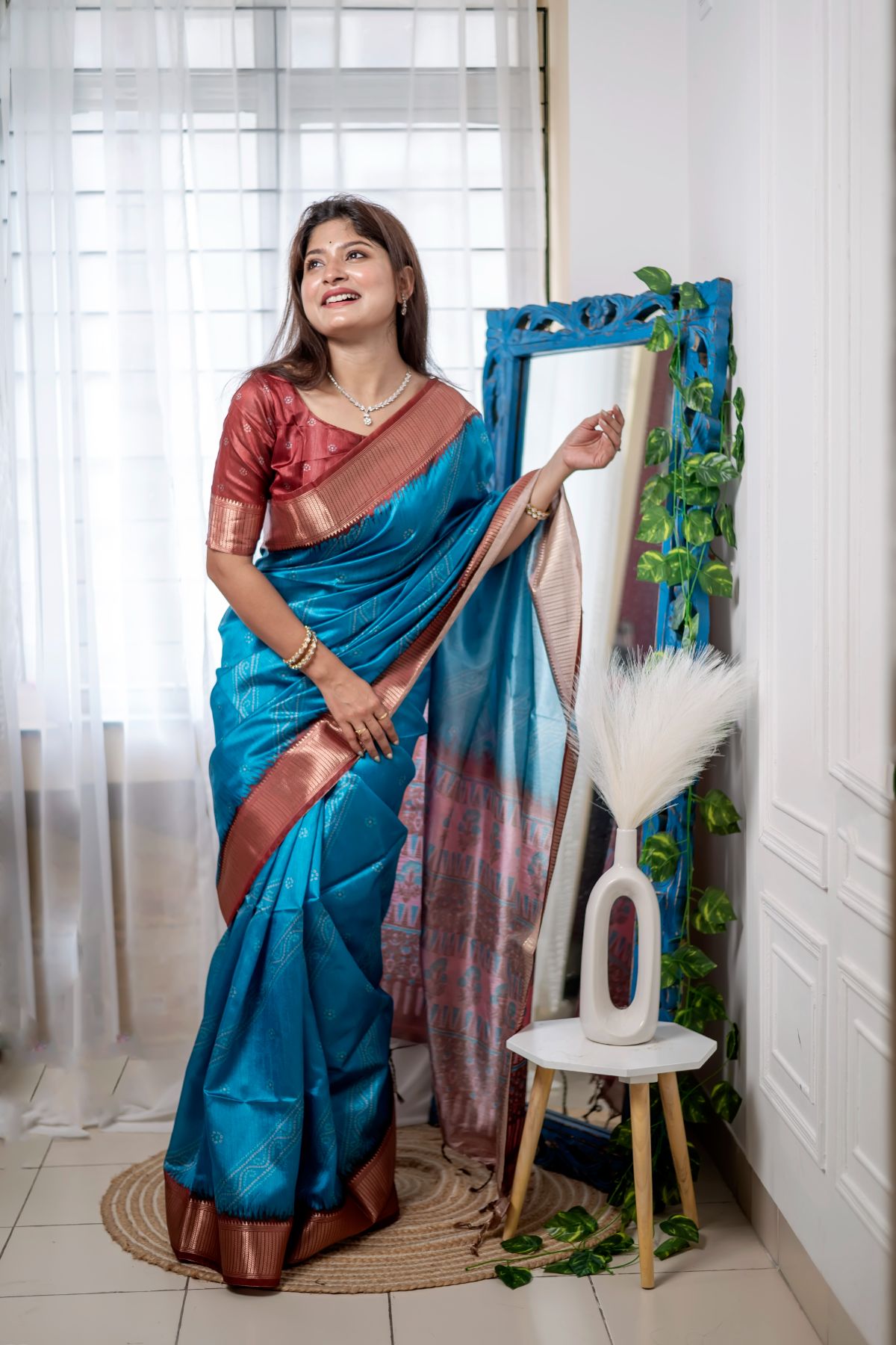 Buy MySilkLove Picton Blue Soft Silk Saree Online