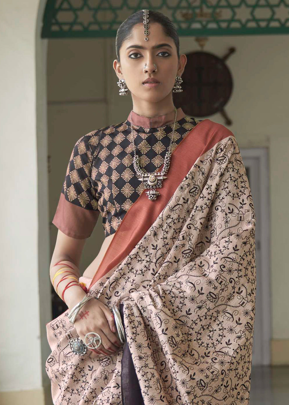 MySilkLove Thatch Brown Printed Designer Banarasi Saree