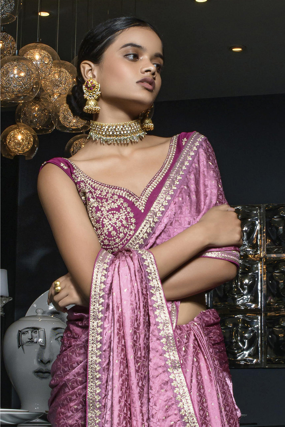 Buy MySilkLove Orchid Pink Satin Saree Online