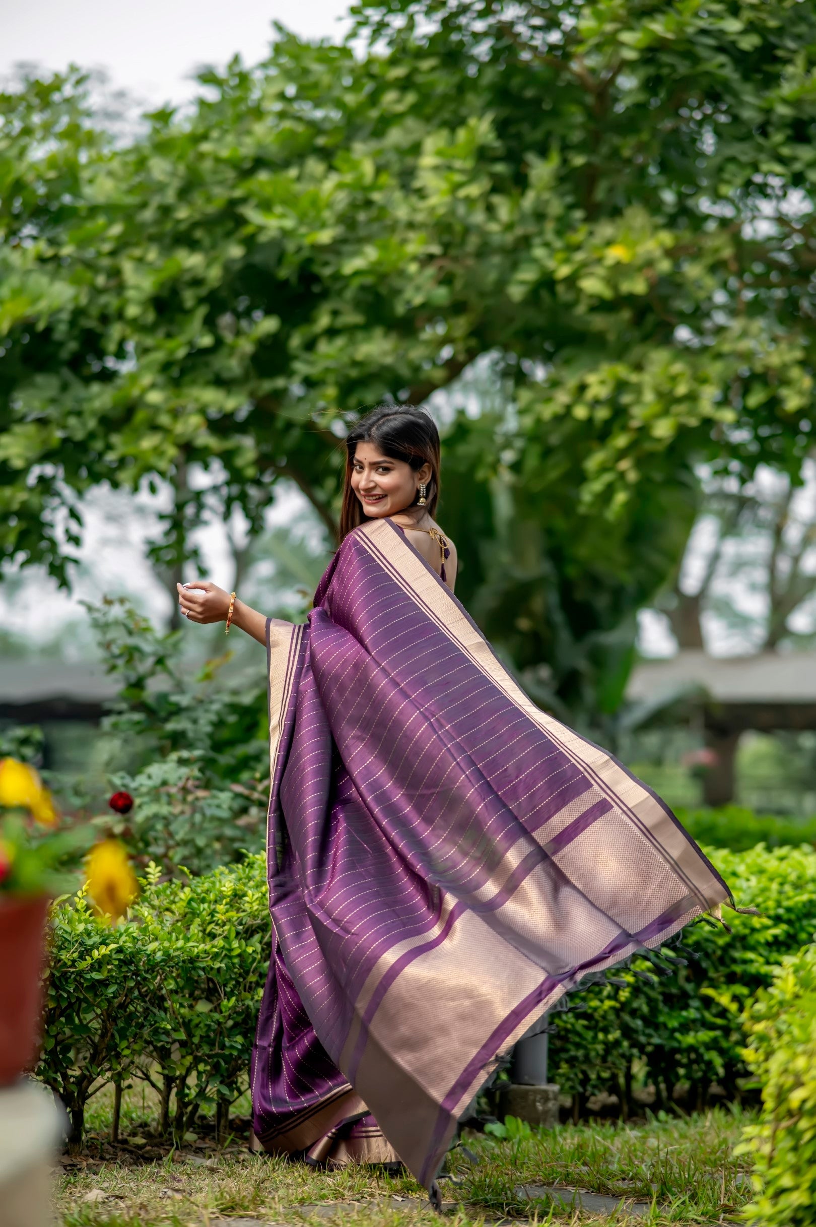 Buy MySilkLove Toledo Purple Woven Raw Silk Saree Online