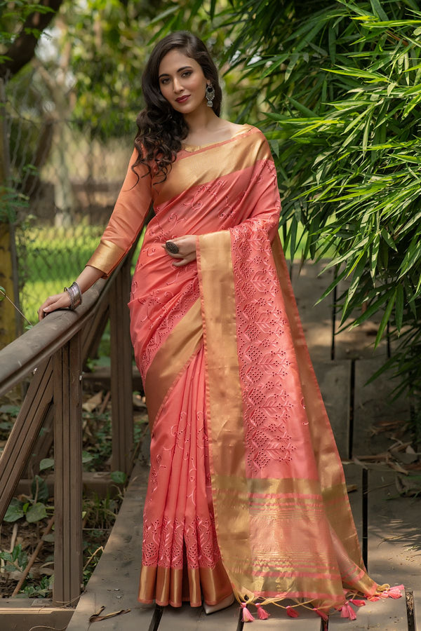 Buy MySilkLove Roman Peach Assam Silk Saree Online