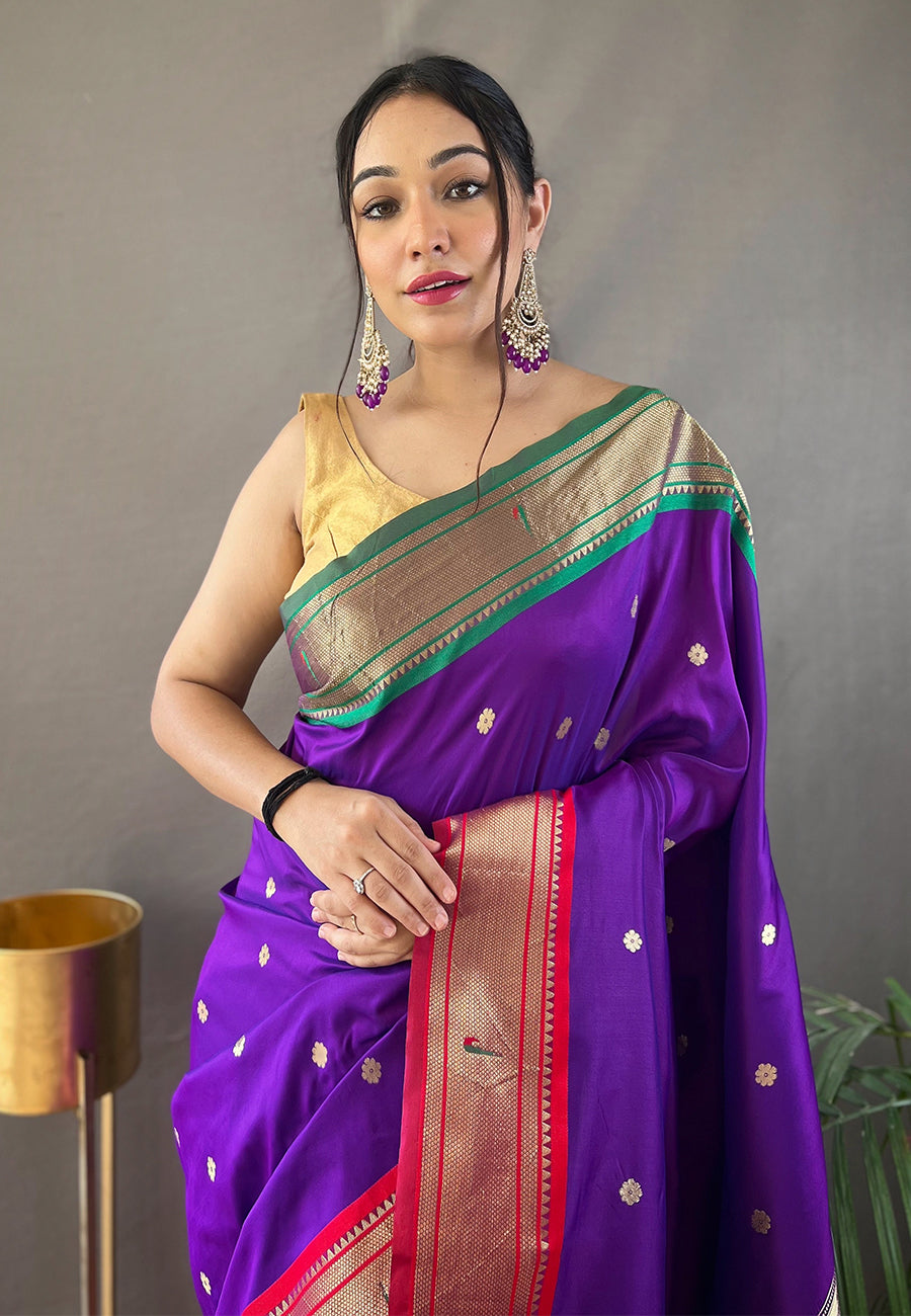 MySilkLove Windsor Purple Woven Paithani Saree