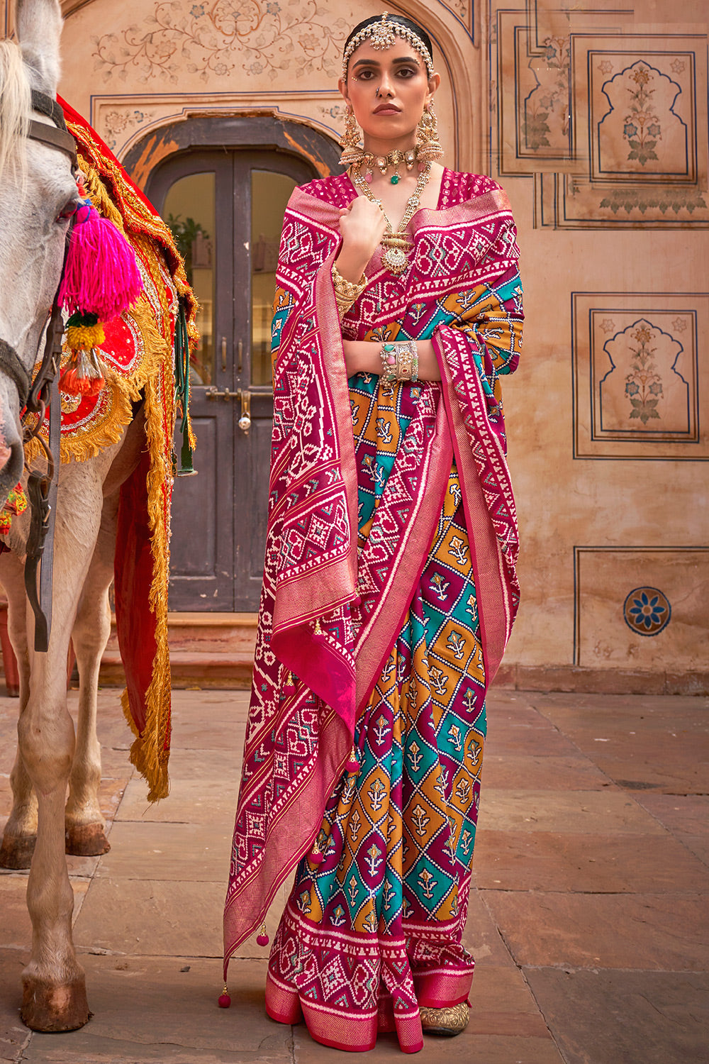 Buy MySilkLove Cinnamon Pink Printed Patola Silk Saree Online