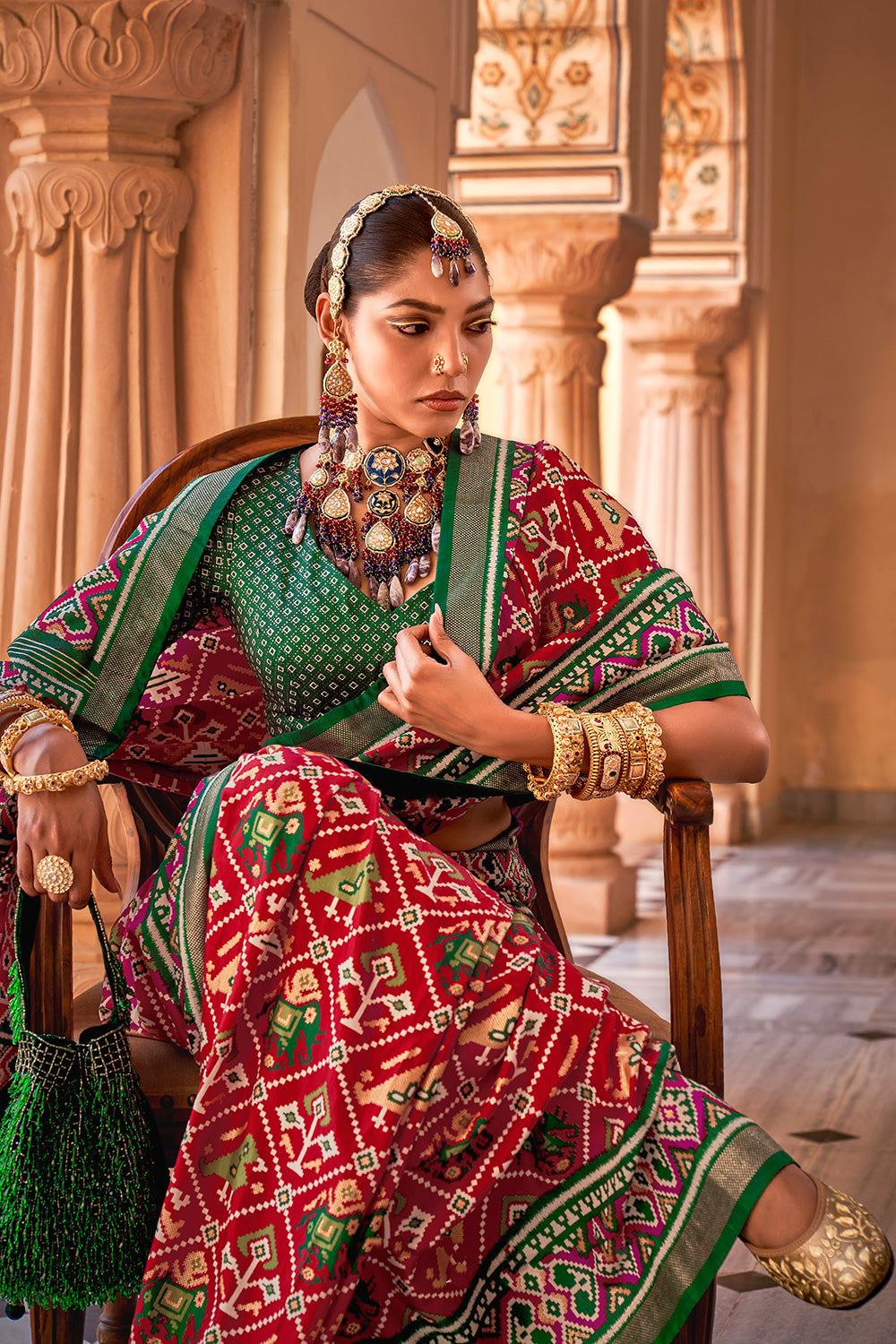 Buy MySilkLove Roman Red Printed Patola Silk Saree Online