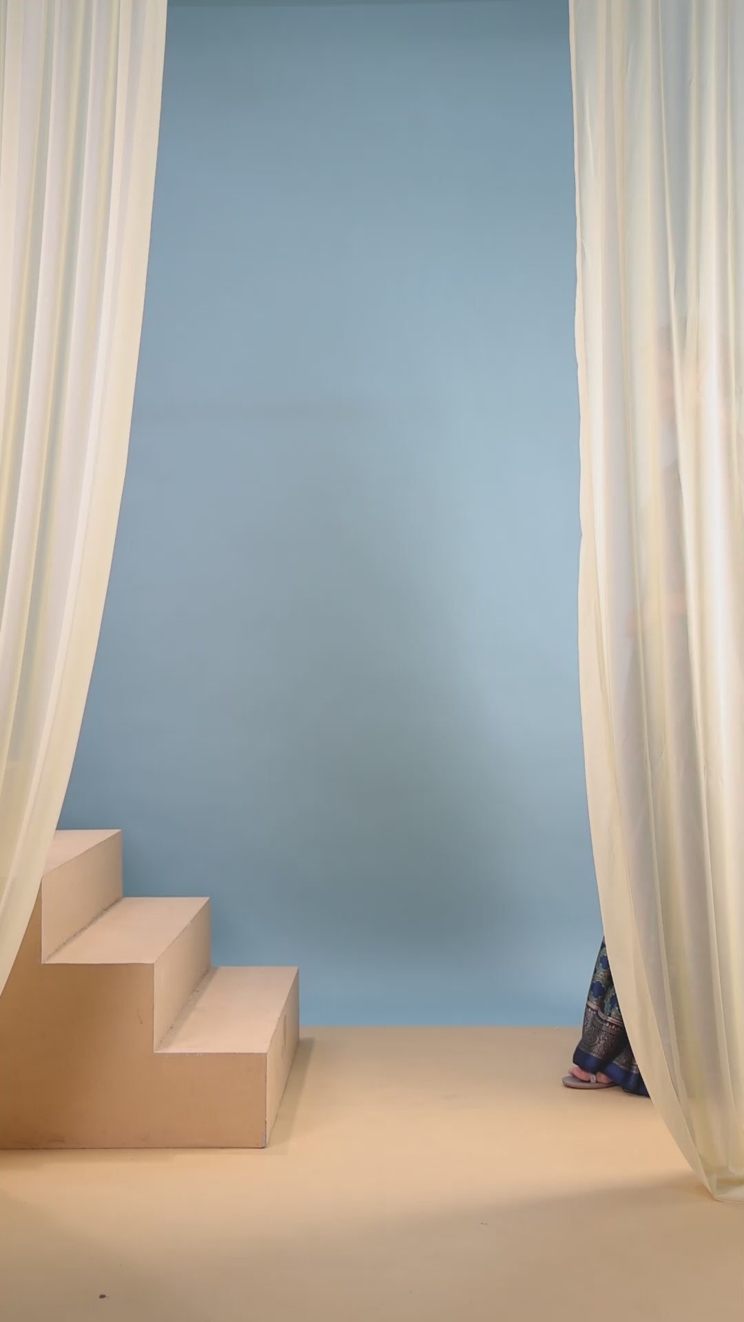 Buy MySilkLove Runic Blue Ajrakh Printed Satin Crepe Silk Saree Online