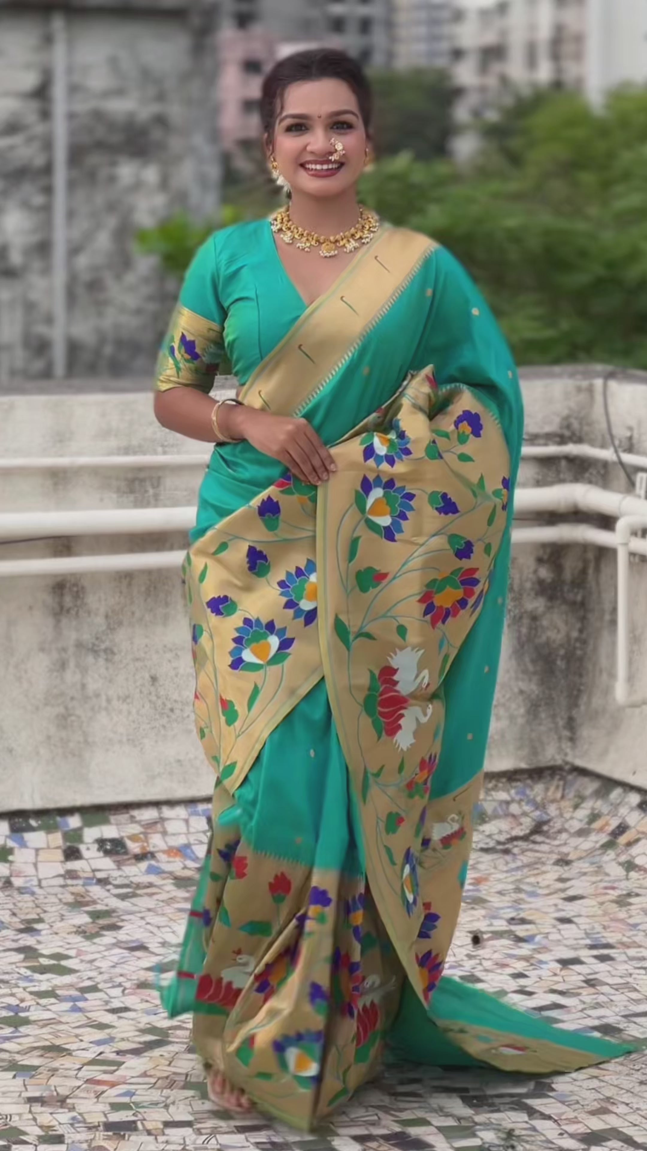 Buy MySilkLove Can Blue Woven Paithani Saree Online