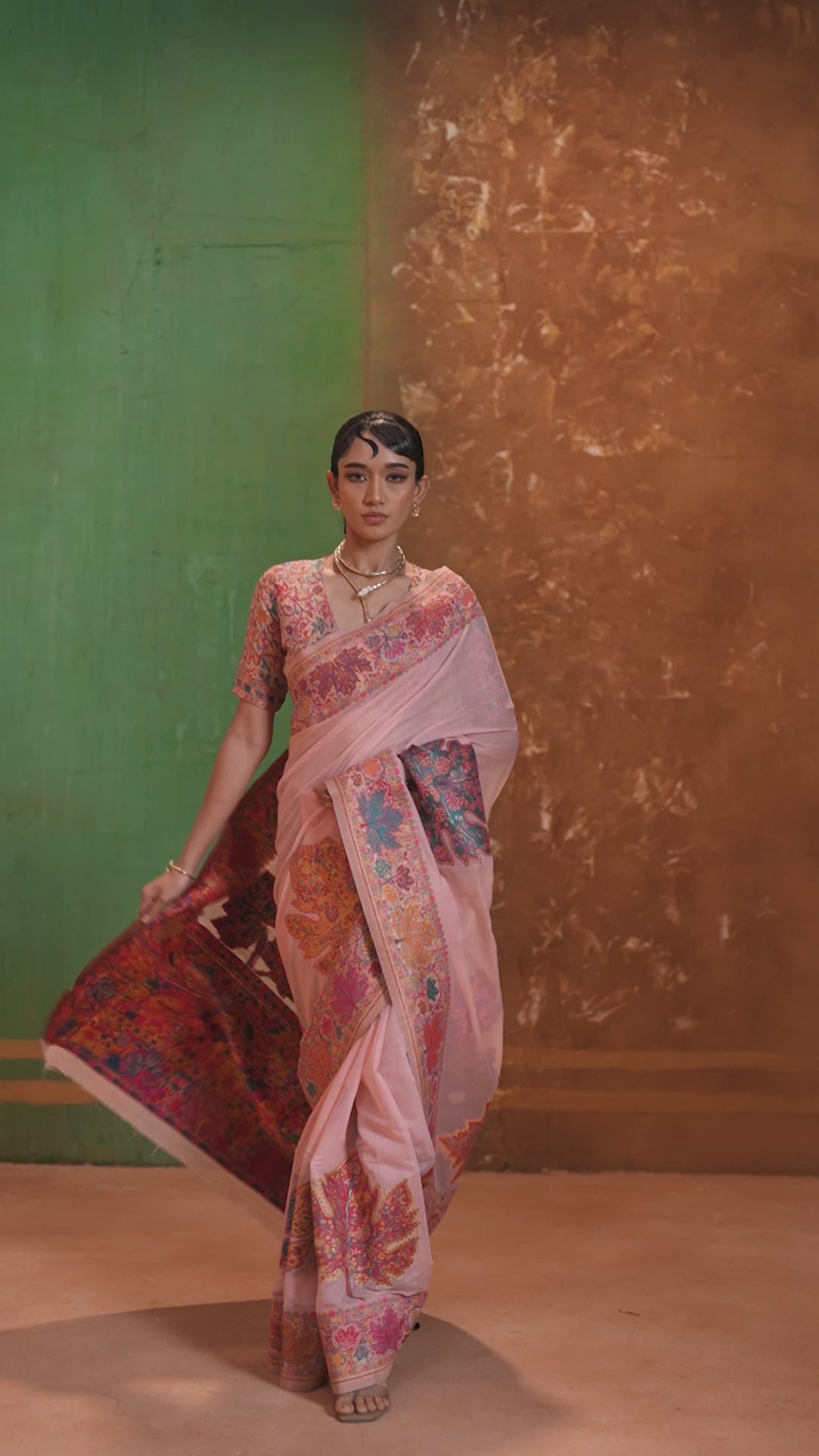 Buy MySilkLove Rubicund Pink Kashmiri Handloom Jamewar Saree Online