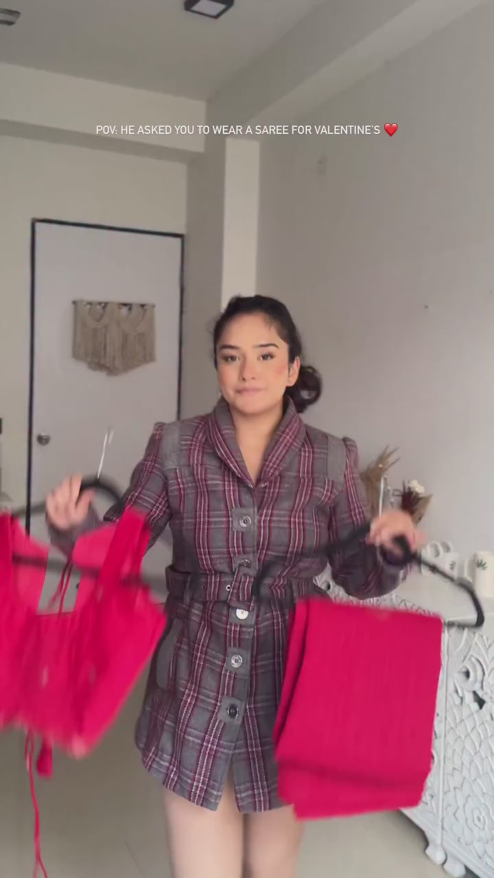 Buy MySilkLove Fire Rose Red Munga Handloom Cotton Saree Online