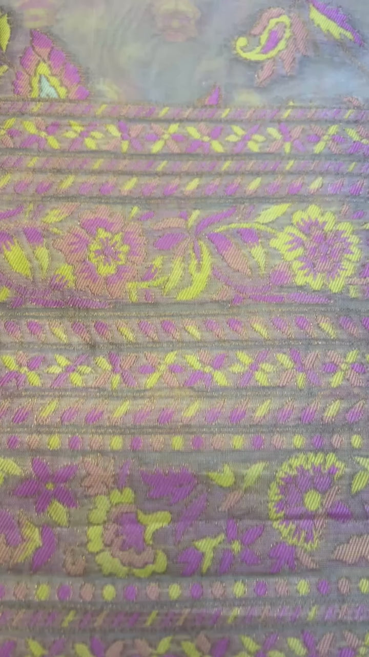 Buy MySilkLove Rose Bud Peach Kashmiri Organza Handloom Saree Online