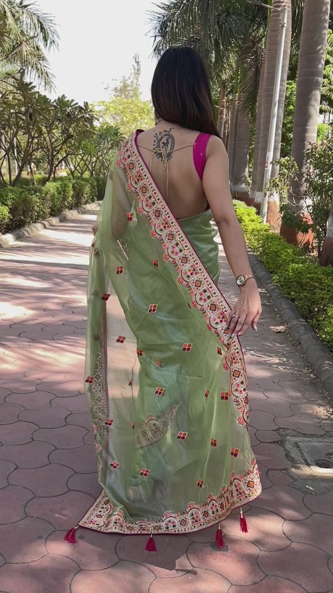 Buy MySilkLove Pista Green Embroidered Tissue Silk Saree Online