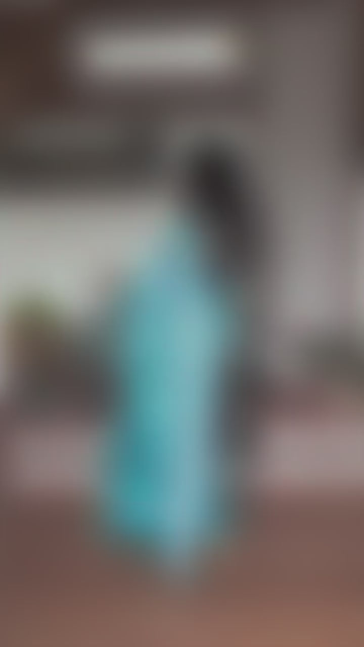 Buy MySilkLove Topaz Blue Banarasi Handloom Saree Online