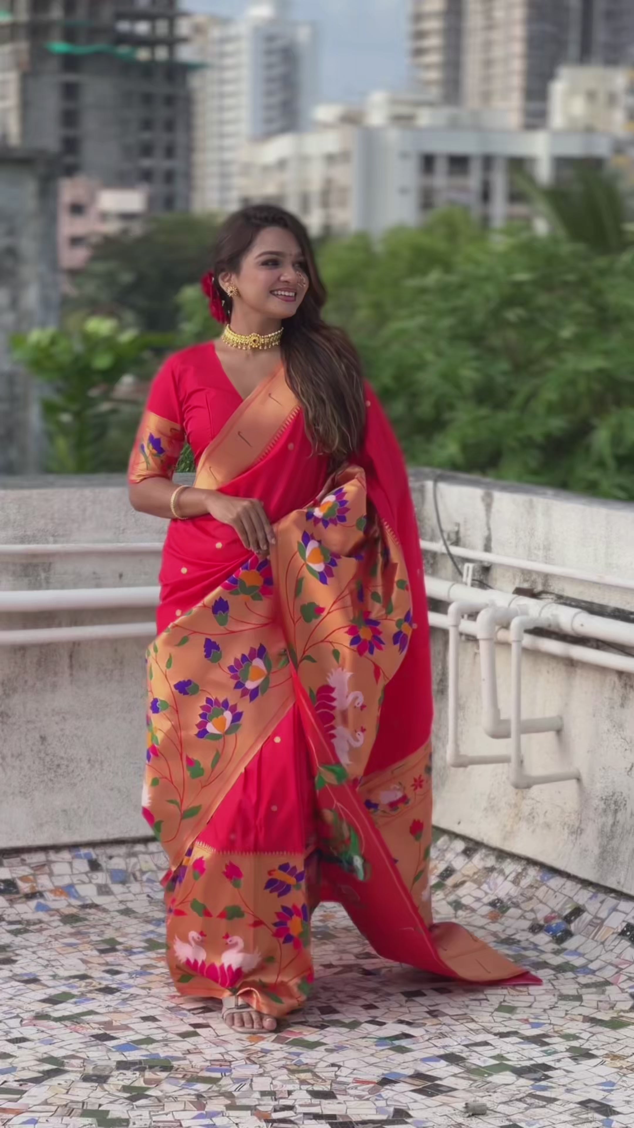 Buy MySilkLove Rufous Red Woven Paithani Saree Online