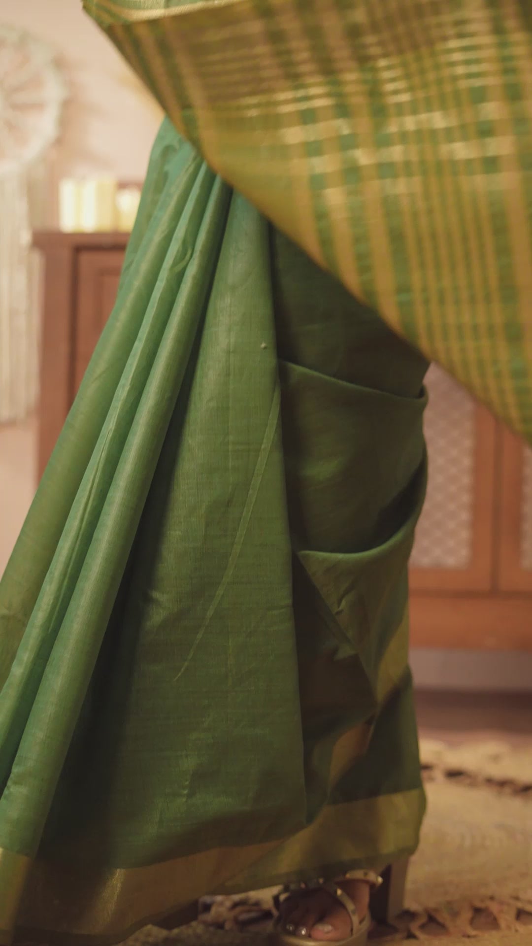 Buy MySilkLove Sage Green Handloom Cotton Saree Online