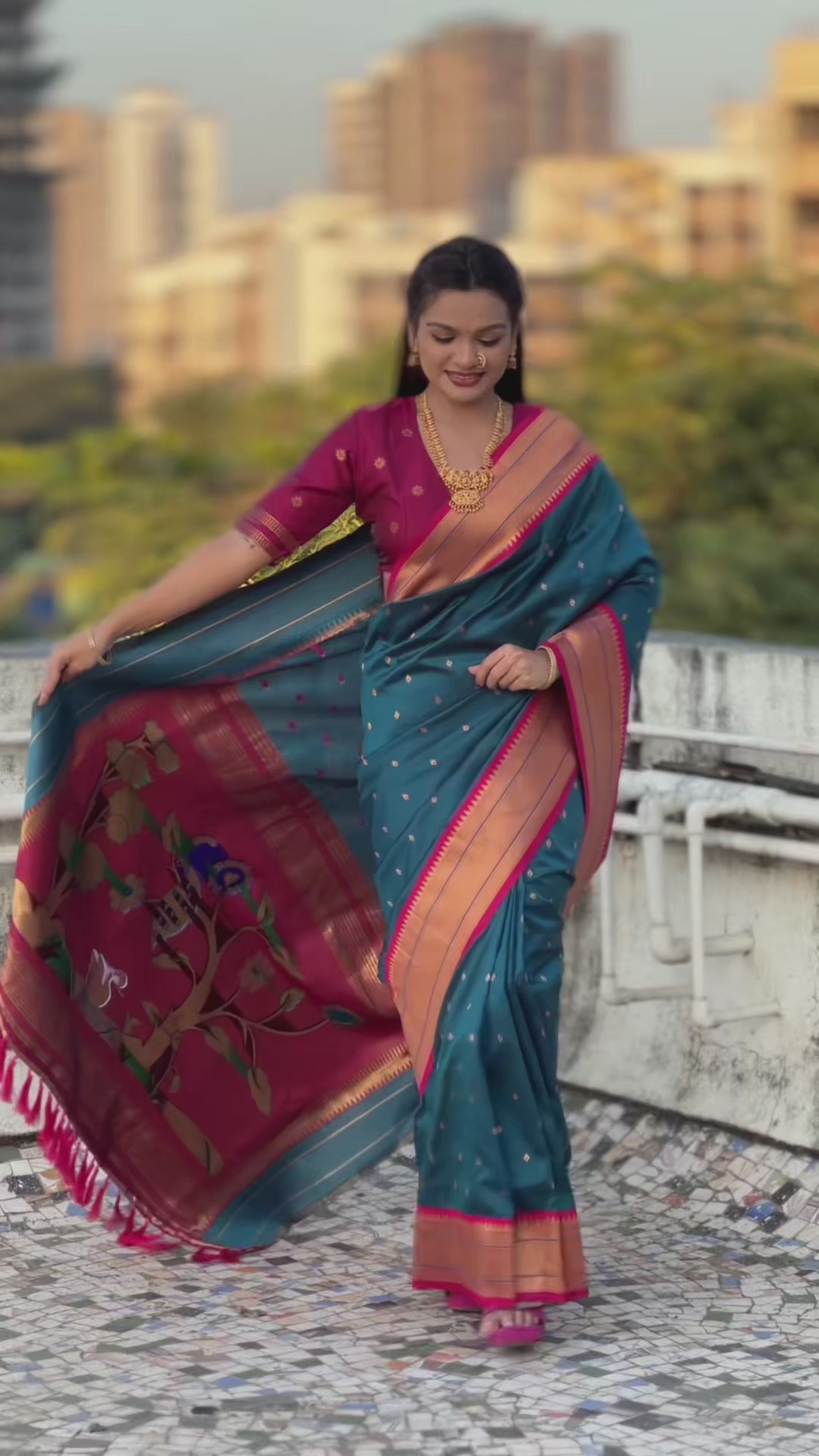 Buy MySilkLove B'dazzled Blue Zari Woven Paithani Saree Online