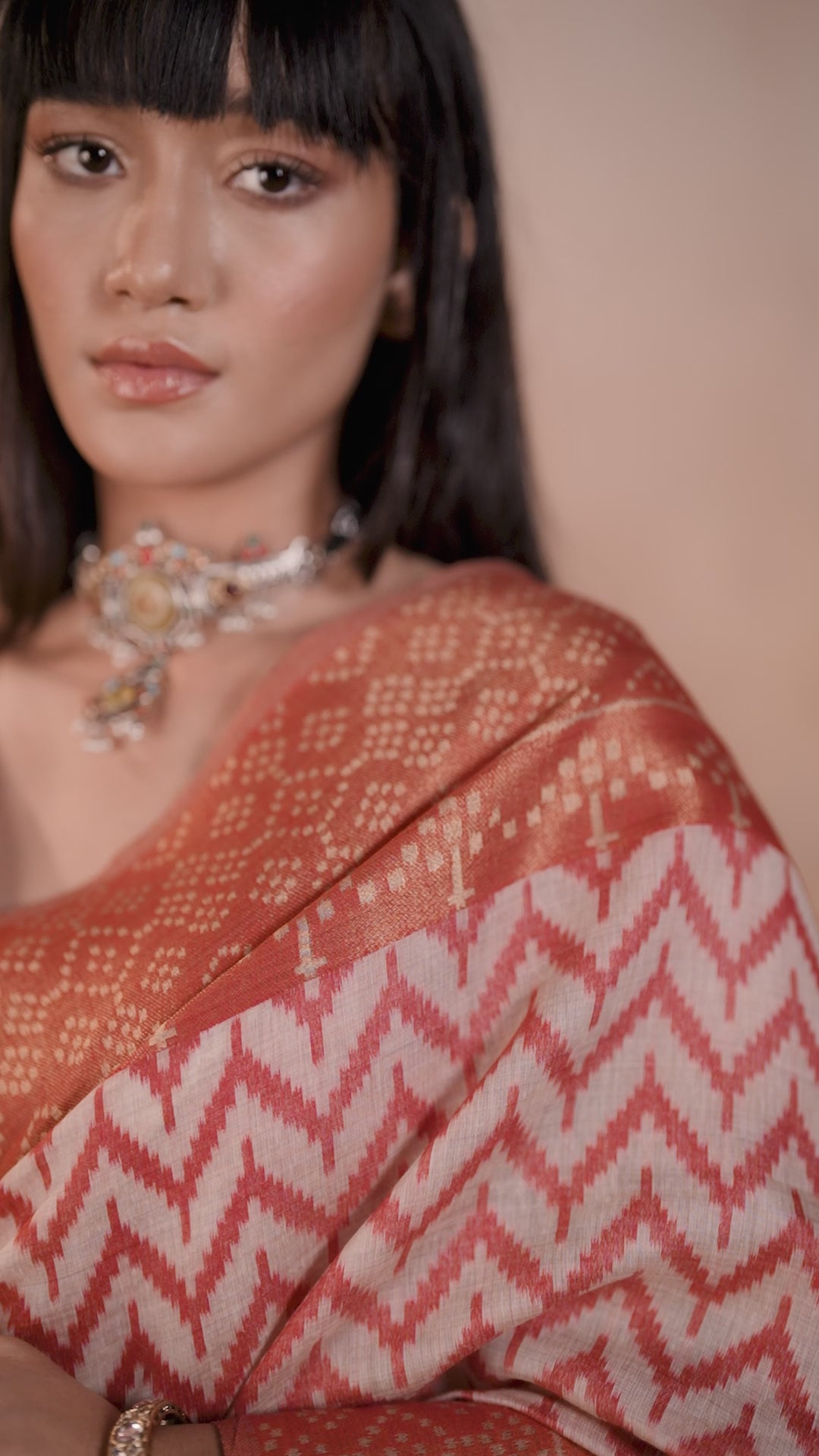 Buy MySilkLove Burned Red Cotton Handloom Patola Saree Online