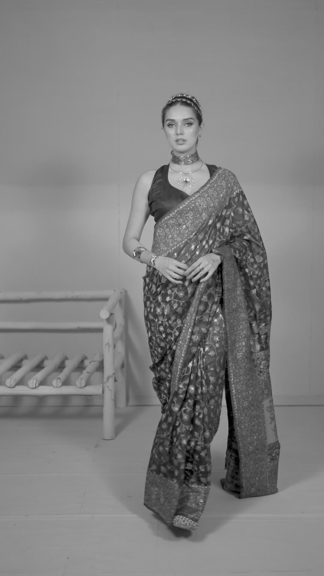 Buy MySilkLove Brandeis Blue Kashmiri Handloom Jamewar Saree Online