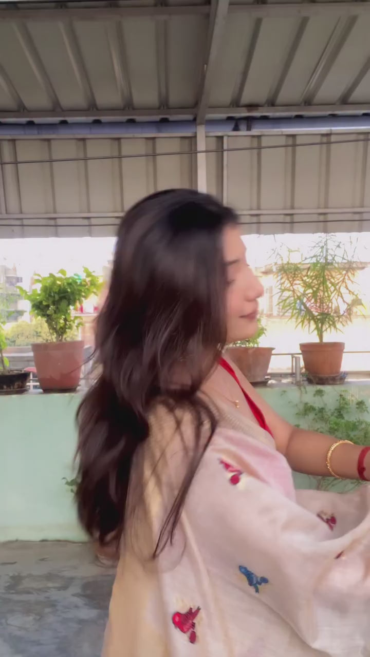 Buy MySilkLove Oyster Cream Woven Cotton Saree Online