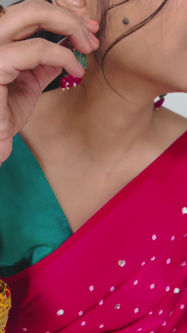 Buy MySilkLove Rosewood Pink Bandhani Satin Mirror Work Saree Online