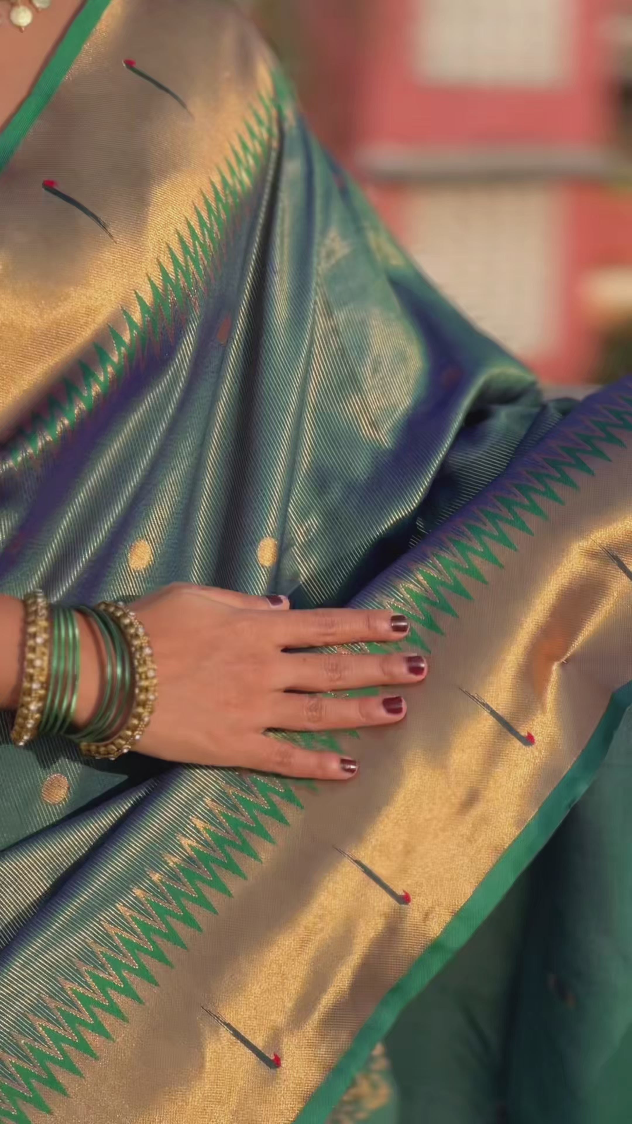 Buy MySilkLove Emerald Green Woven Tissue Paithani Saree Online