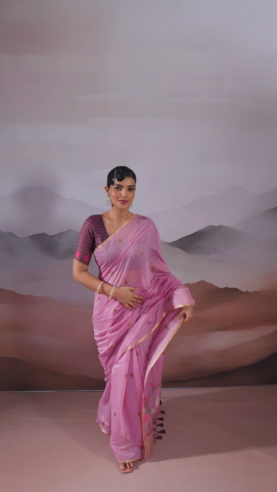 Buy MySilkLove True Purple Cotton Handloom Pichwai Saree Online