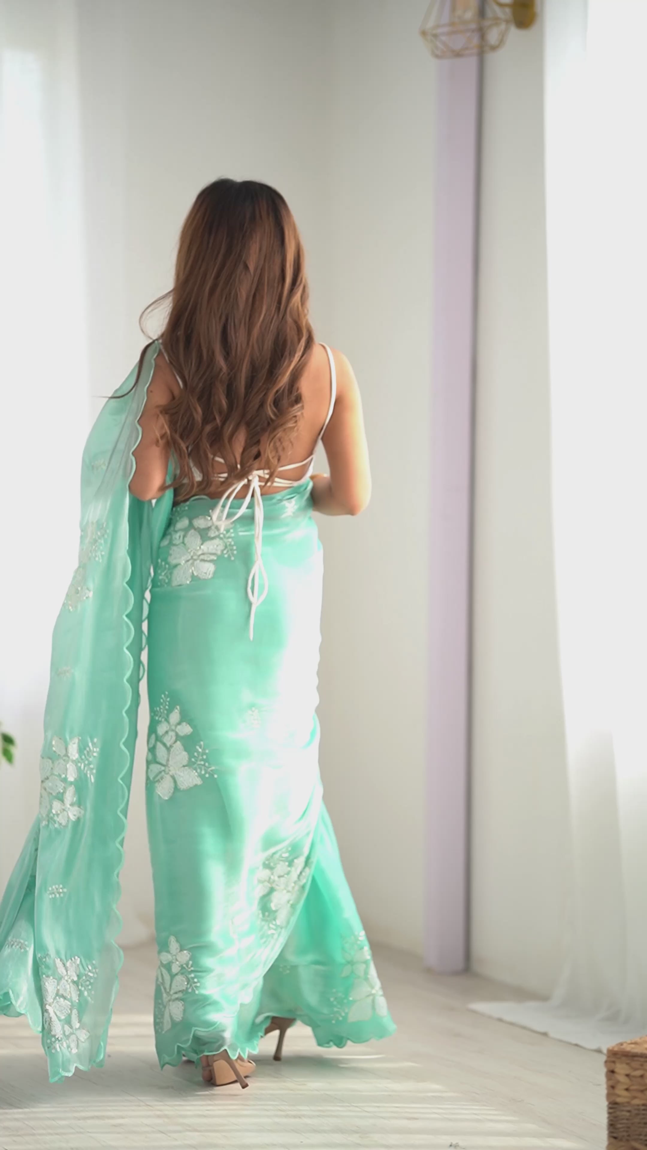 Buy MySilkLove Rainy Blue Floral Partywear Saree Online