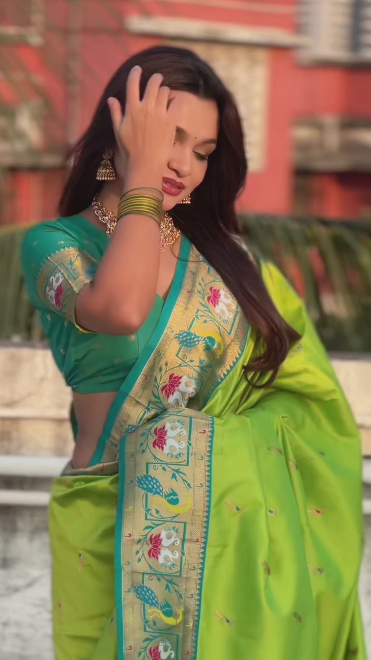 Buy MySilkLove Emerald Green Zari Woven Paithani Saree Online