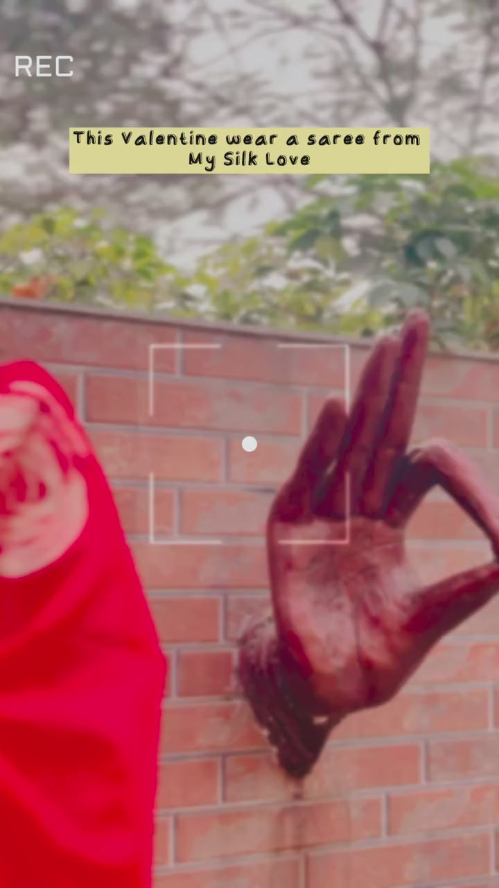 Buy MySilkLove Fire Rose Red Munga Handloom Cotton Saree Online