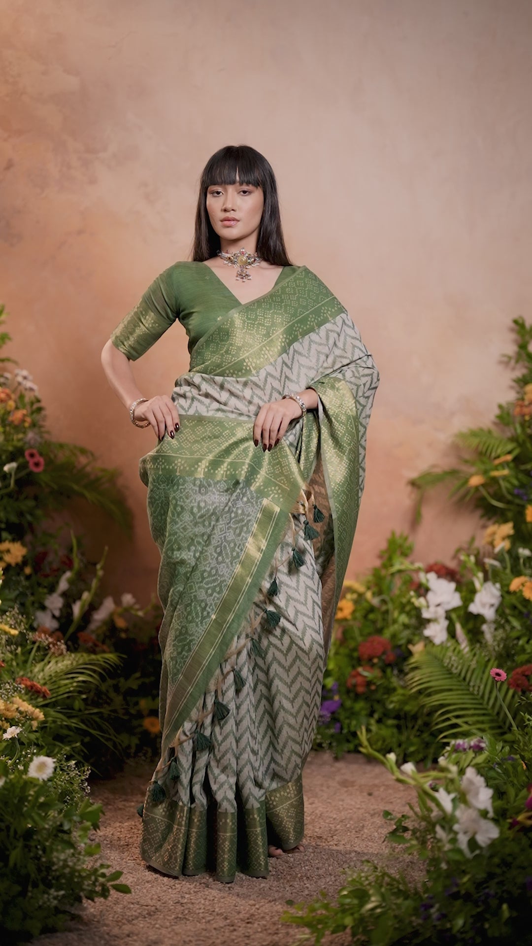 Buy MySilkLove Fern Green Cotton Handloom Patola Saree Online