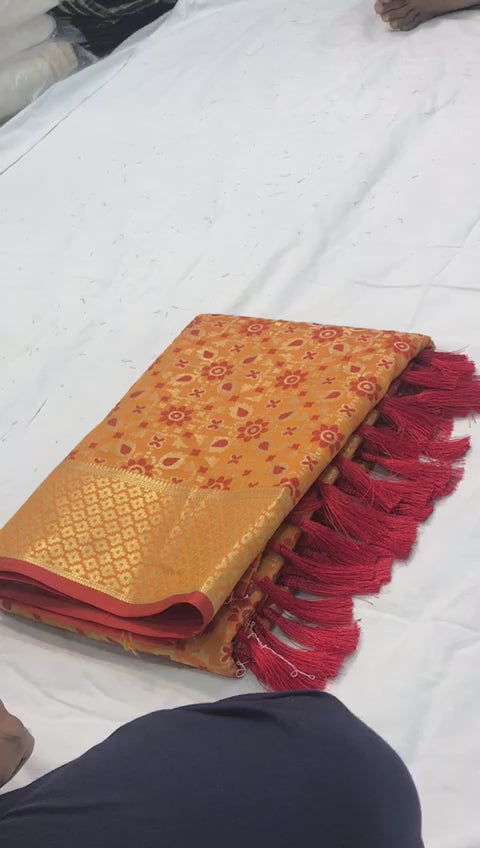 Buy MySilkLove Amber Yellow Zari Woven Banarasi Saree Online