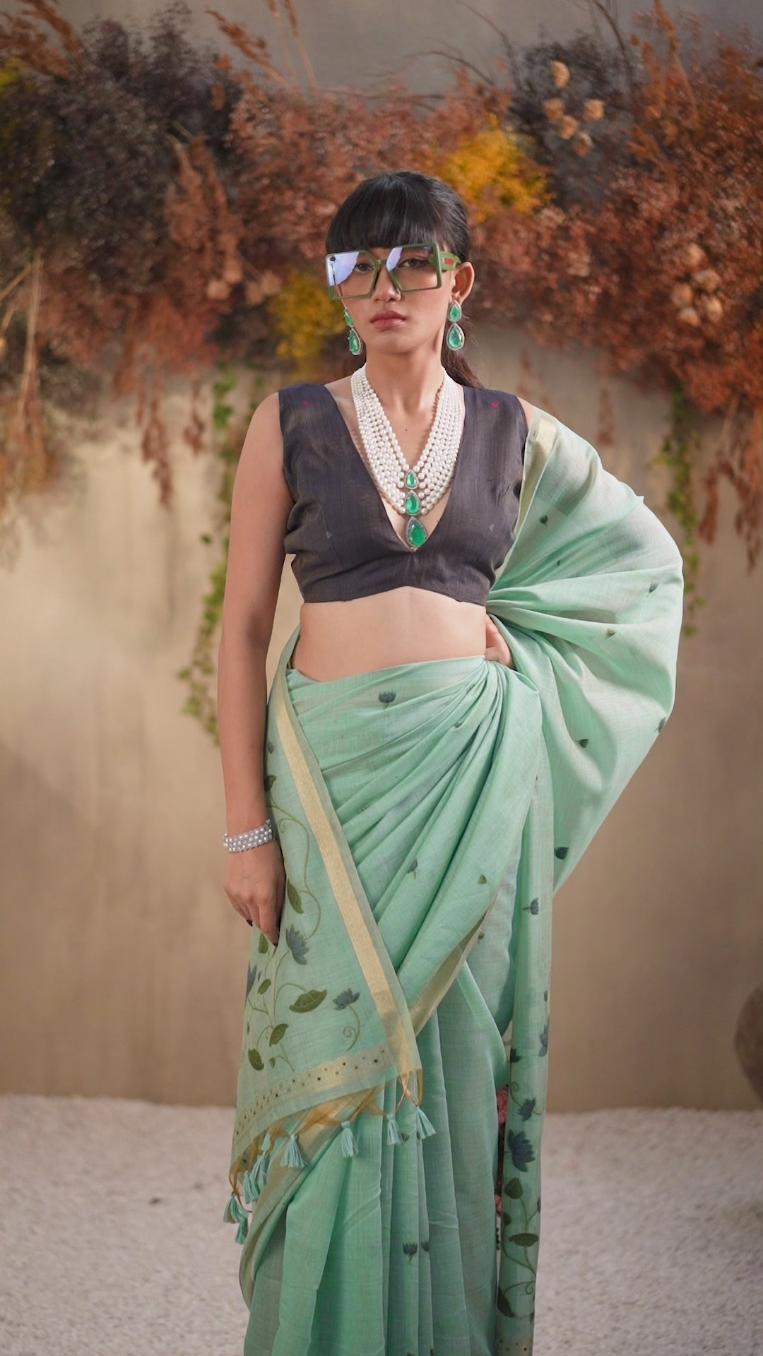 Buy MySilkLove Columbia Blue Handloom Cotton Saree Online