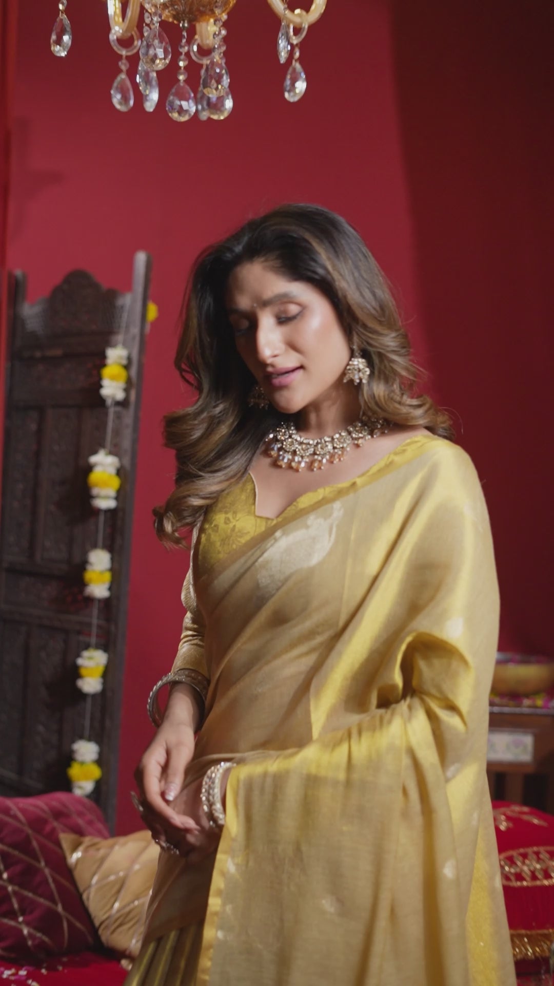 Buy MySilkLove Bright Yellow Handloom Tissue Saree Online