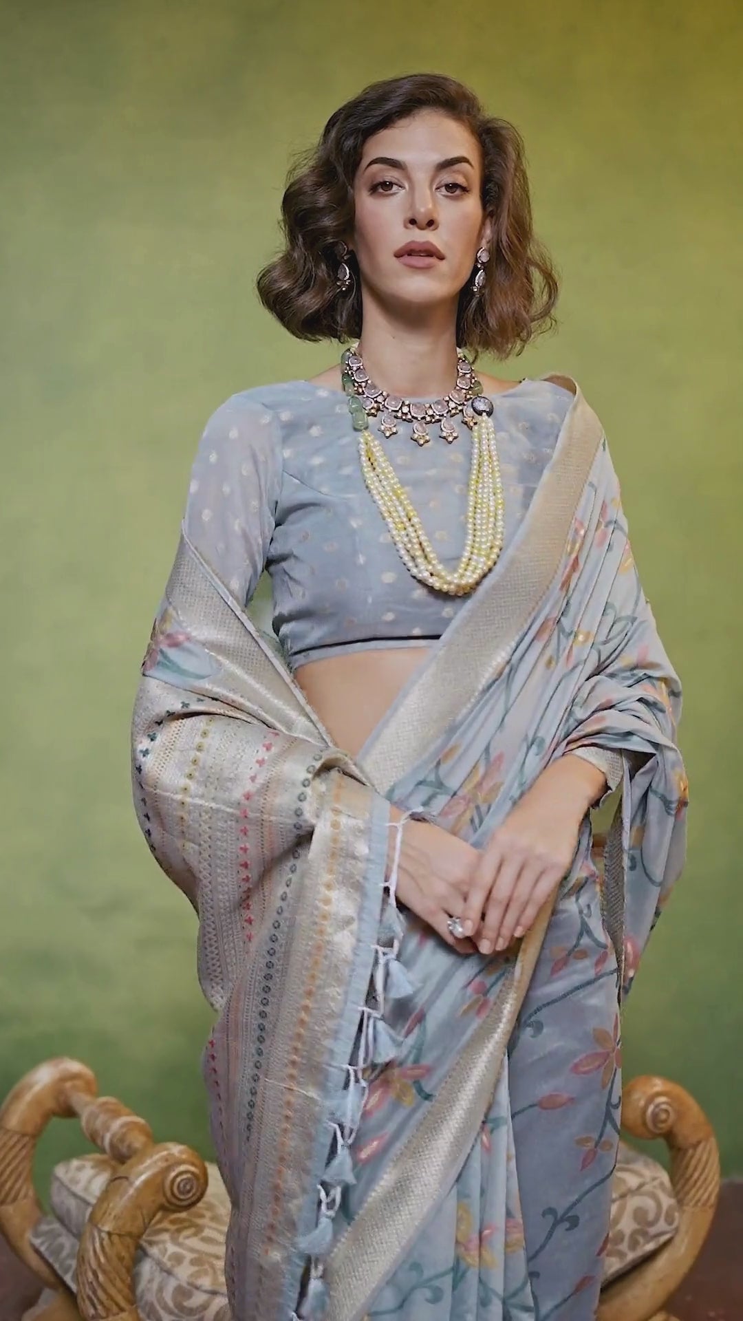 Buy MySilkLove Sirocco Grey Handloom Jamdani Saree Online