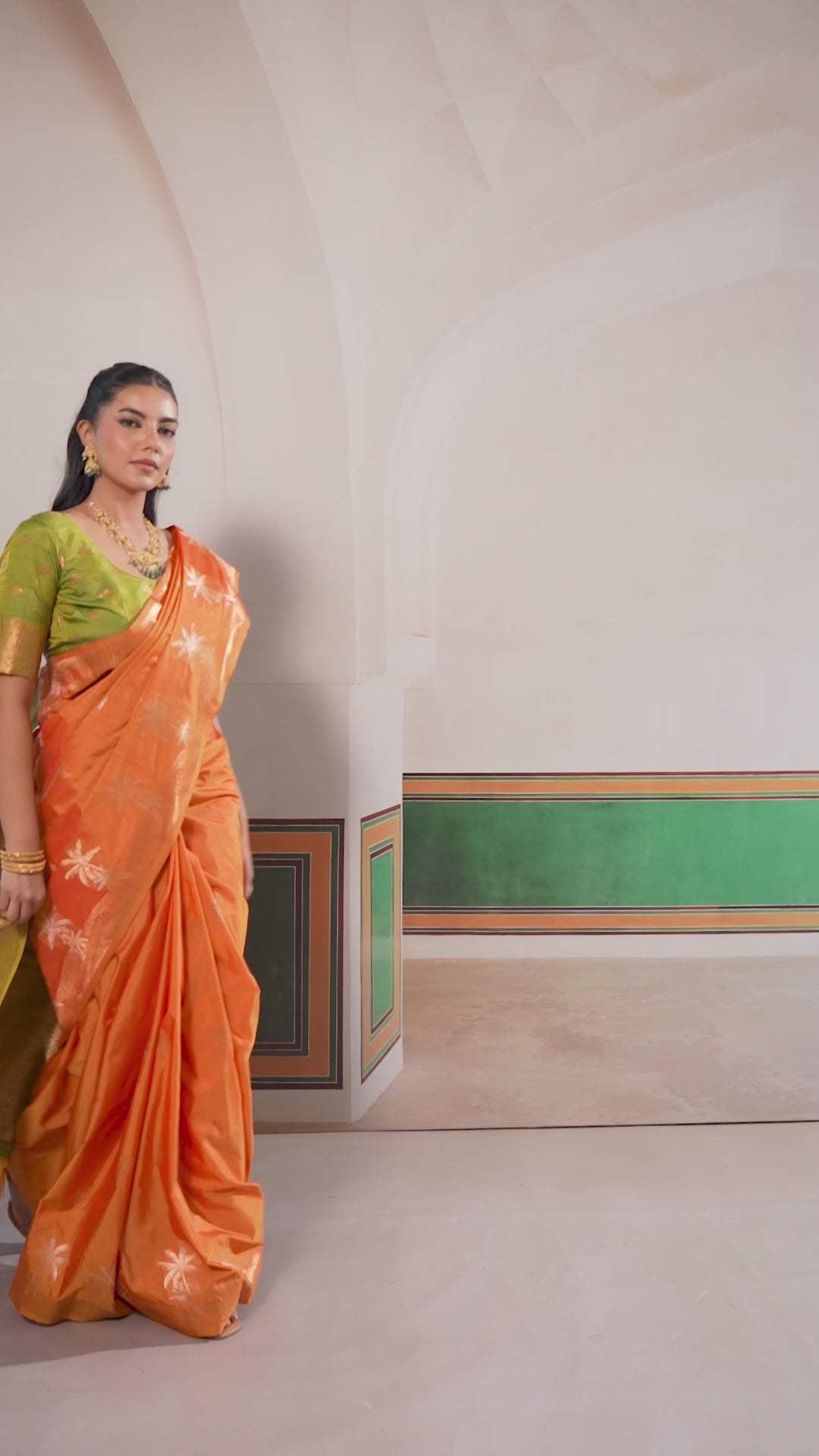 Buy MySilkLove Flame Orange Banarasi Handloom Tussar Saree Online