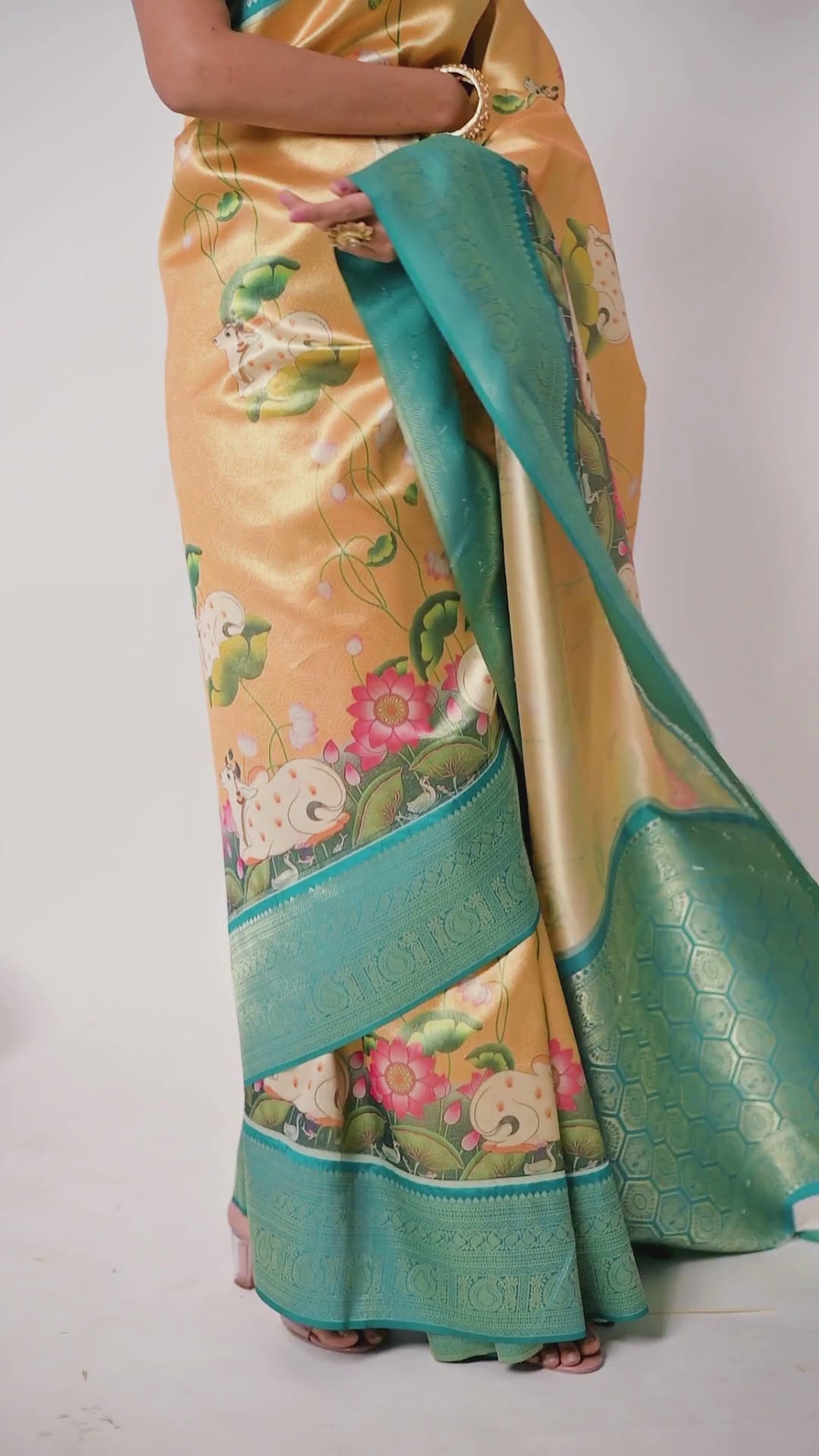 Buy MySilkLove Camouflage Green Woven Tissue Silk Saree Online