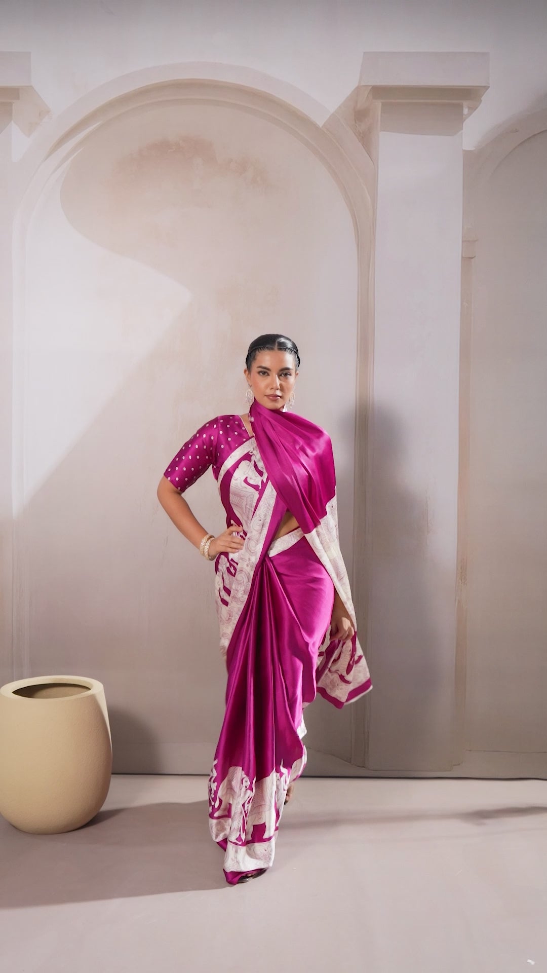 Buy MySilkLove Cosmic Purple Modal Ajrakh Printed Satin Silk Saree Online