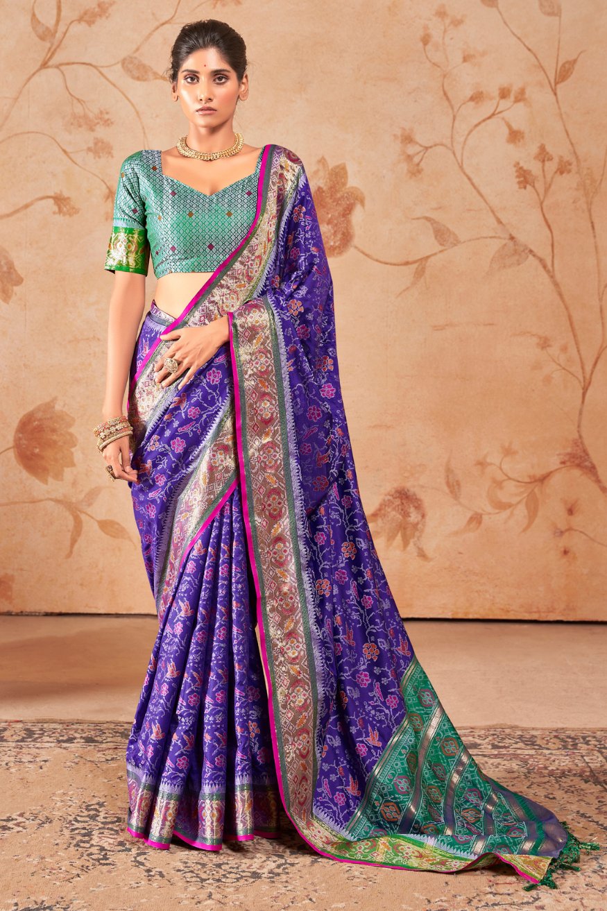 Buy MySilkLove Royal Blue Woven Patola Silk Saree Online