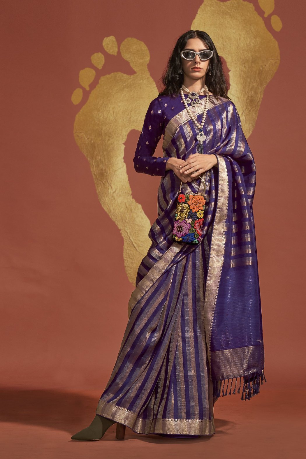 MySilkLove Amethyst Purple Banarasi Handloom Silk Saree