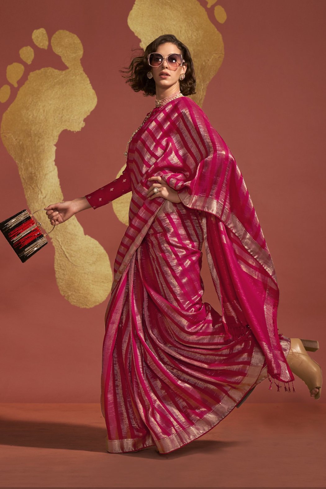 MySilkLove Magenta Pink Banarasi Handloom Silk Saree
