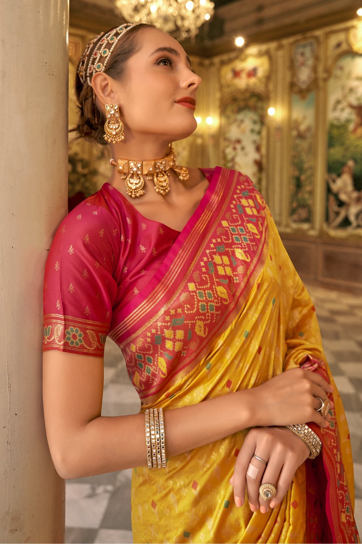 Buy MySilkLove Sunflower Yellow Woven Patola Silk Saree Online