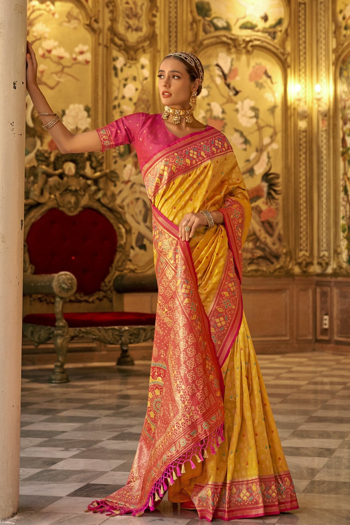 Buy MySilkLove Sunflower Yellow Woven Patola Silk Saree Online