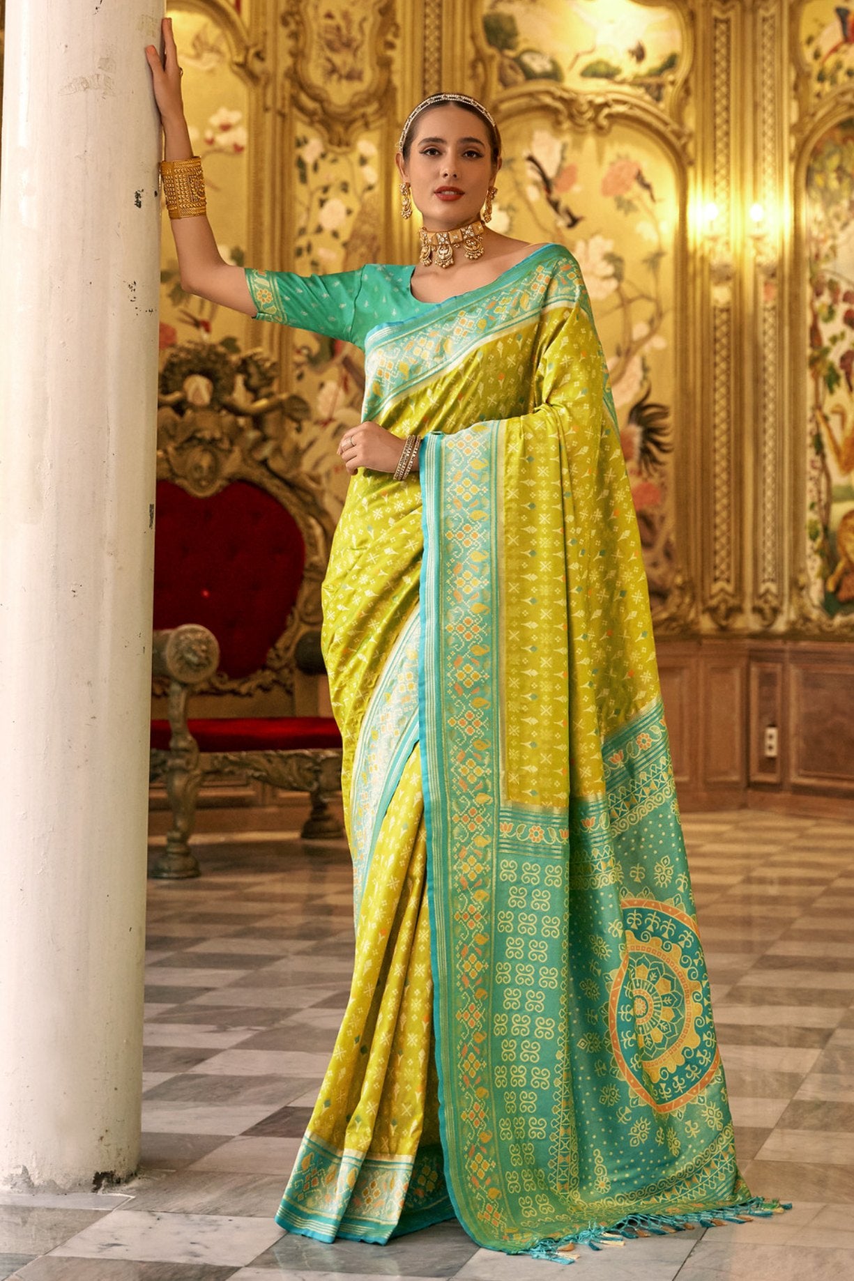 Buy MySilkLove Earls Green Woven Patola Silk Saree Online