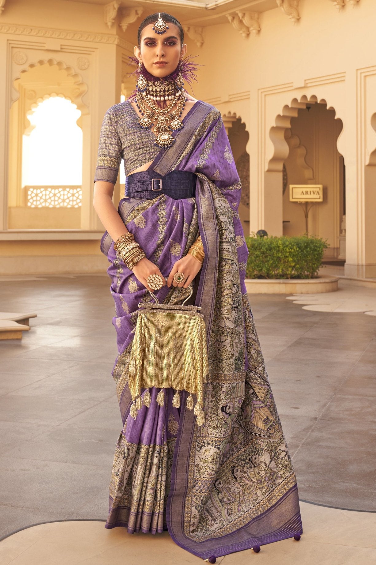 Buy MySilkLove Twilight Lavender Printed Patola Saree Online