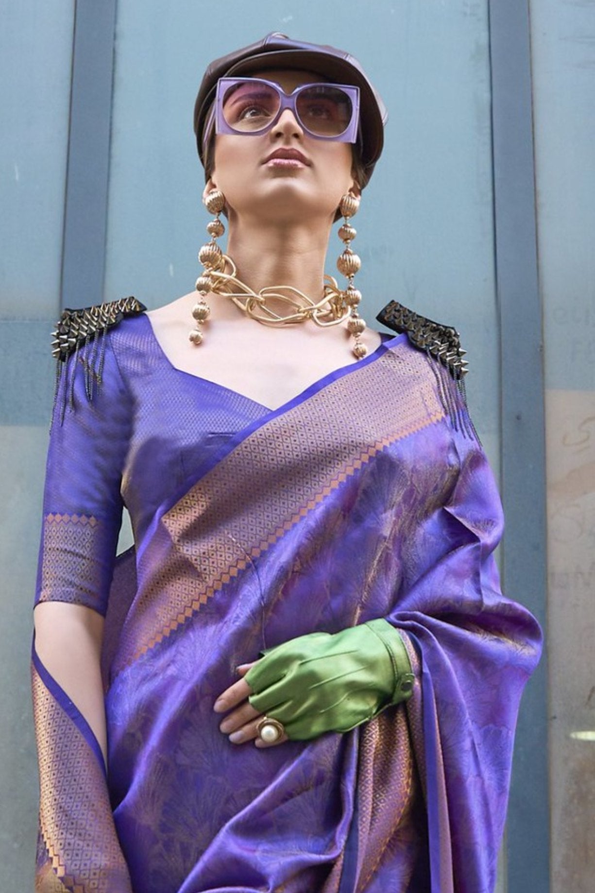 Buy MySilkLove Jacarta Purple Handloom Organza Saree Online