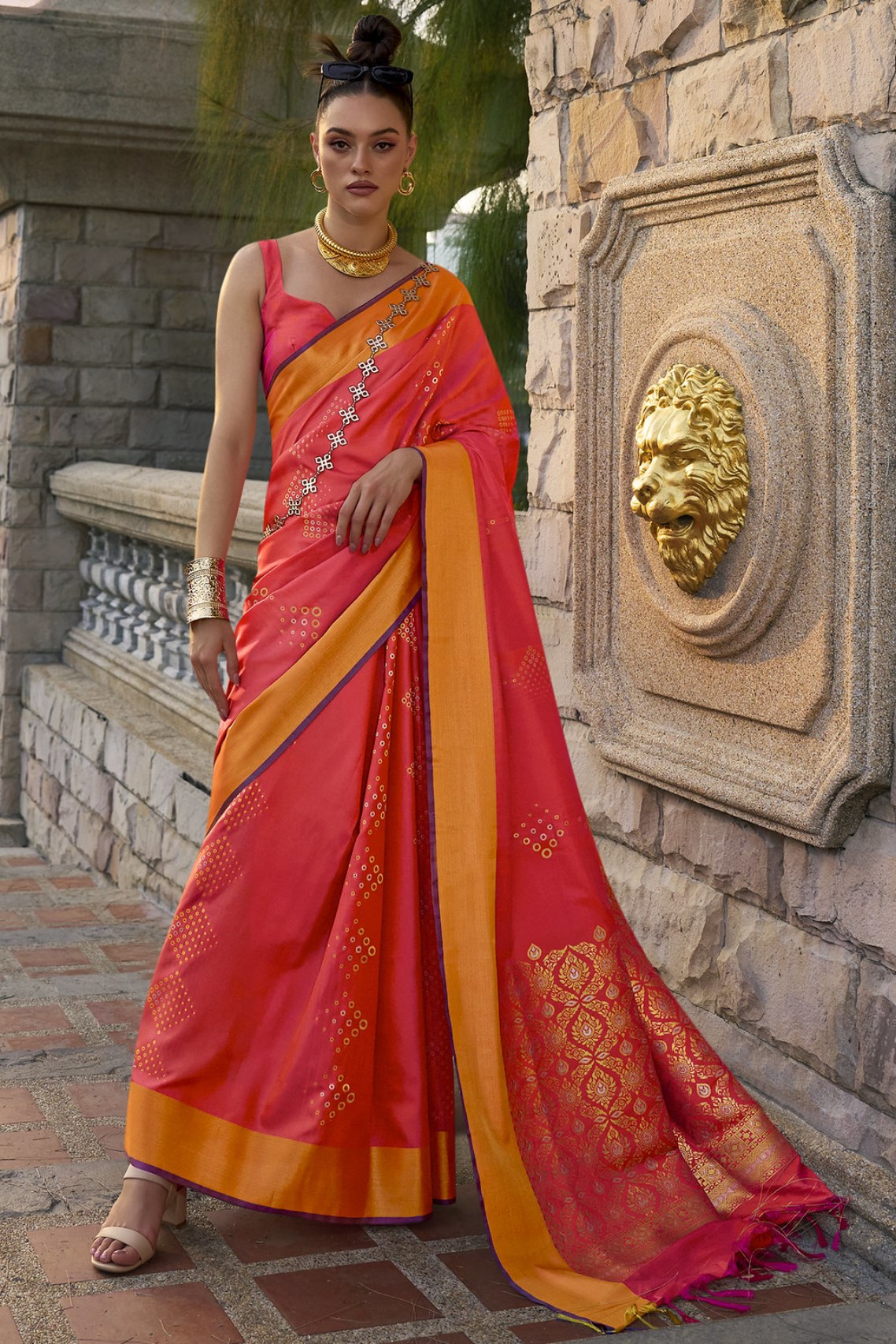 Buy MySilkLove Pumkin Orange Banarasi Handloom Saree Online