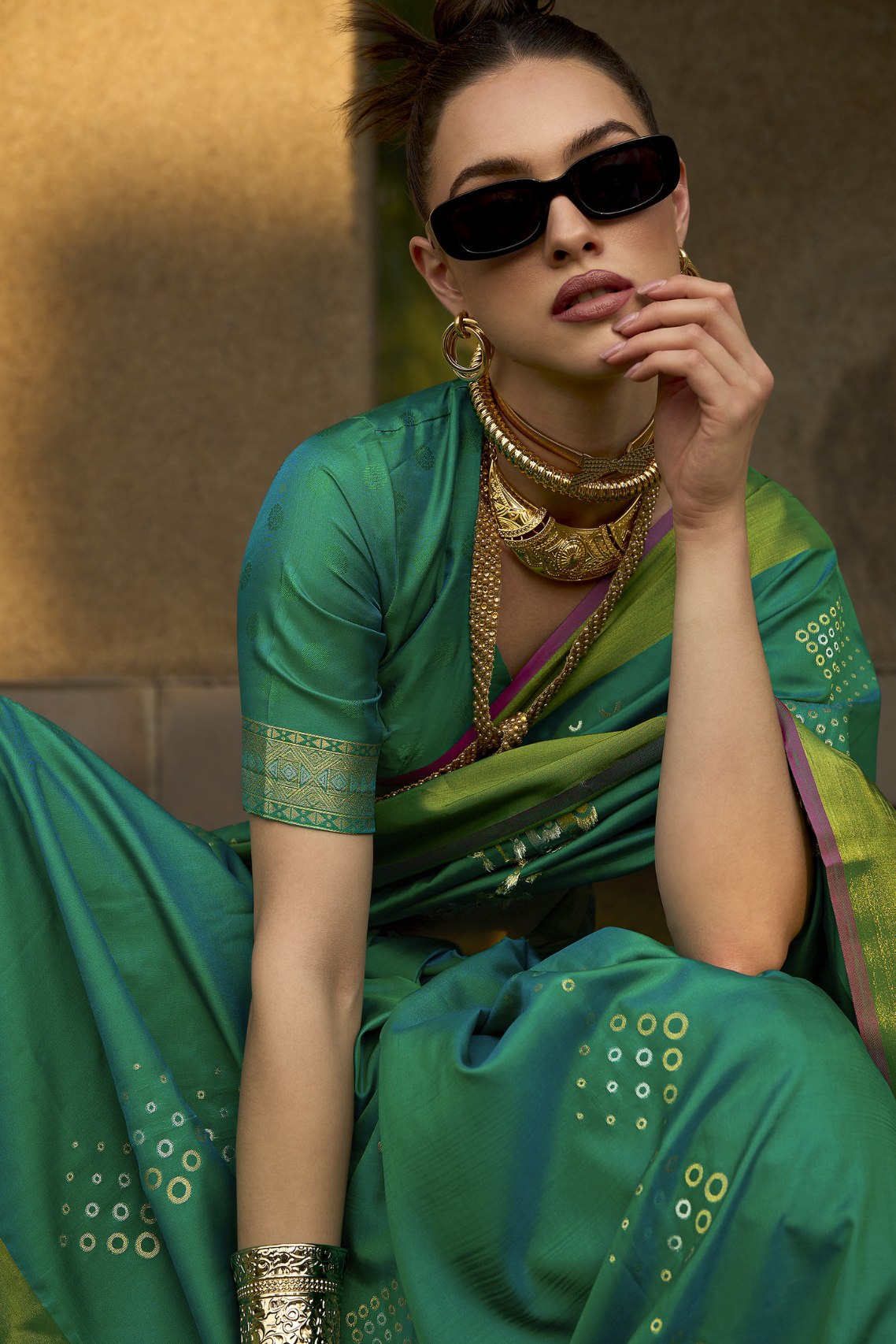 Buy MySilkLove Green Pea Banarasi Handloom Saree Online